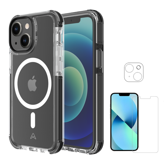 Axessorize PROShield Plus étui transparent compatible avec MagSafe testé contre les chutes & Protecteur d'écran et de lentille caméra ARMORGlass 360 pour Apple iPhone 13