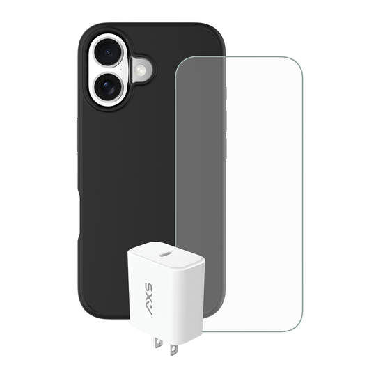 AXS Essential Bundle | Pulse Case, Screen and Camera Lens Protectors and 30w Charger for Apple iPhone 17