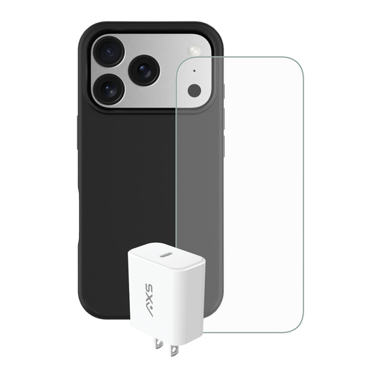 AXS Essential Bundle | Pulse Case, Screen and Camera Lens Protectors and 30w Charger for Apple iPhone 17 Pro