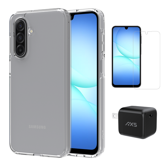 Pack de démarrage AXS | Coque Ultra Claire, Protection d'écran et Chargeur 30w pour Samsung Galaxy A36