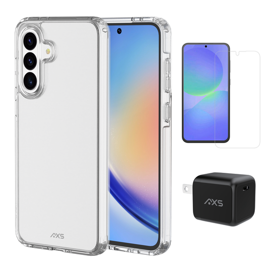 AXS Starter Kit bundle | Ultra Clear Case, Screen Protector and 30w Charger for Samsung Galaxy A36