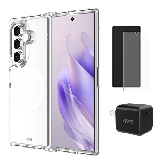 AXS Starter Kit bundle | Ultra Clear Case, Screen Protector and 30w Charger for Samsung Galaxy Z Fold 7