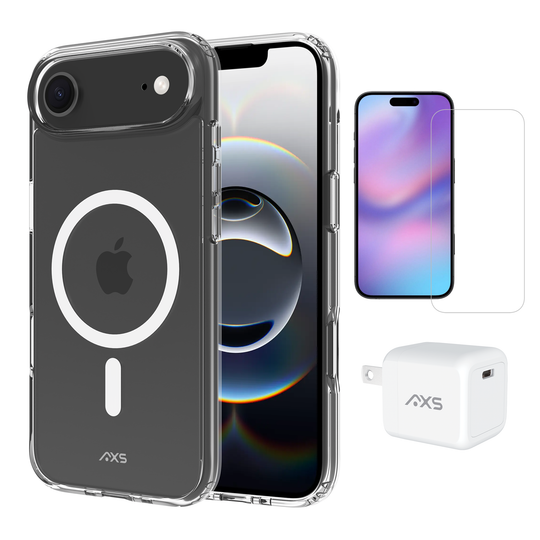 AXS Starter Kit bundle | Ultra Clear MagSafe Case, Screen Protector and 30w Charger for Apple iPhone Air